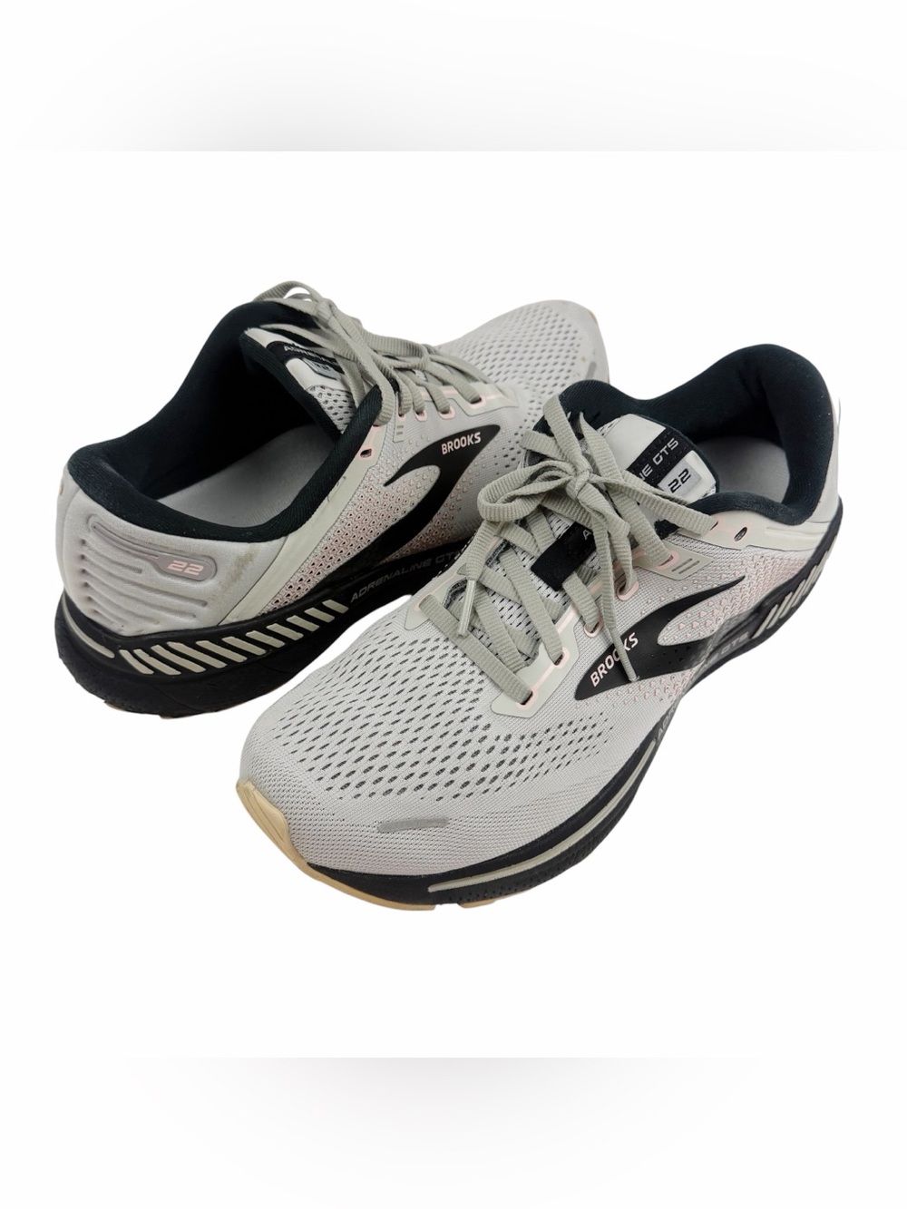 Brooks Adrenaline GTS 22 Grey Black Running Shoes Sneakers Size 10.5